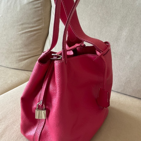 Unbrand leather bucket pink dual handle bag - Picture 7 of 8